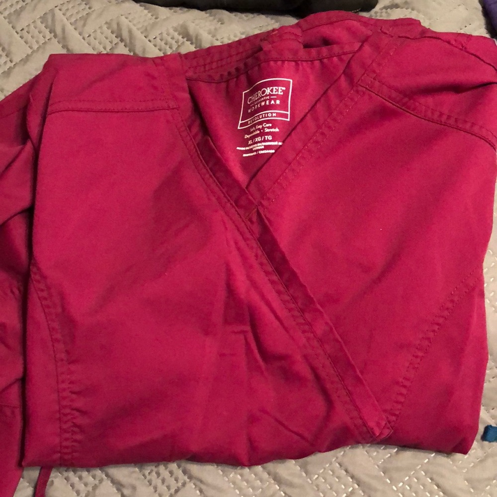 Cherokee burgundy scrub set.  New.